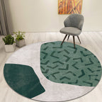 Green abstract rug polyester modernist rug washable with non-slip backing rug for the bedroom