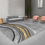 Modern bedroom rug Gray abstract swirl stripe pattern rug Polyester Washable Non-slip Pet-friendly rug