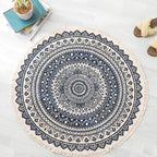 Moroccan tribal floral pattern rug multicolor cotton rug non-slip pet-friendly washable rug for bedroom