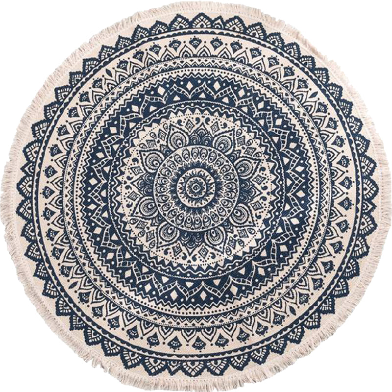 Moroccan tribal floral pattern rug multicolor cotton rug non-slip pet-friendly washable rug for bedroom