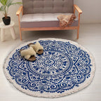 Moroccan tribal floral pattern rug multicolor cotton rug non-slip pet-friendly washable rug for bedroom