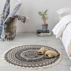 Moroccan tribal floral pattern rug multicolor cotton rug non-slip pet-friendly washable rug for bedroom
