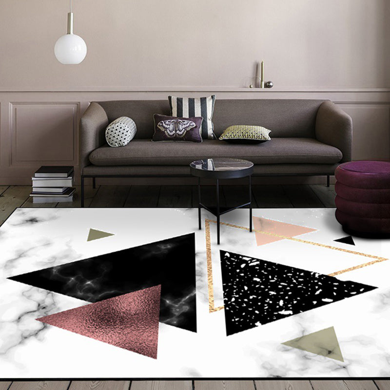 New triangular pattern rug with marble surface White polyester rug non-slip washable for living room