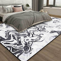 Black and White Study Rug Modernism Abstract Rug Polyester Machine Washable Non-Slip Back Carpet