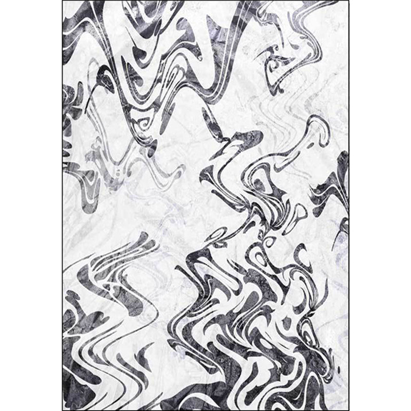 Black and White Study Rug Modernism Abstract Rug Polyester Machine Washable Non-Slip Back Carpet