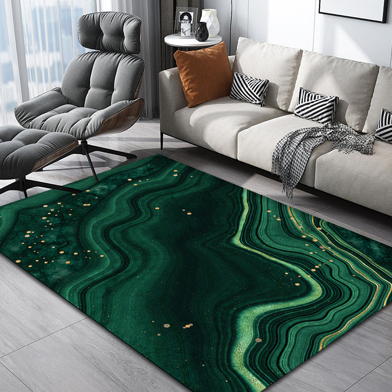 Green abstract rug polyester modern rug washable non-slip pet-friendly rug for the living room