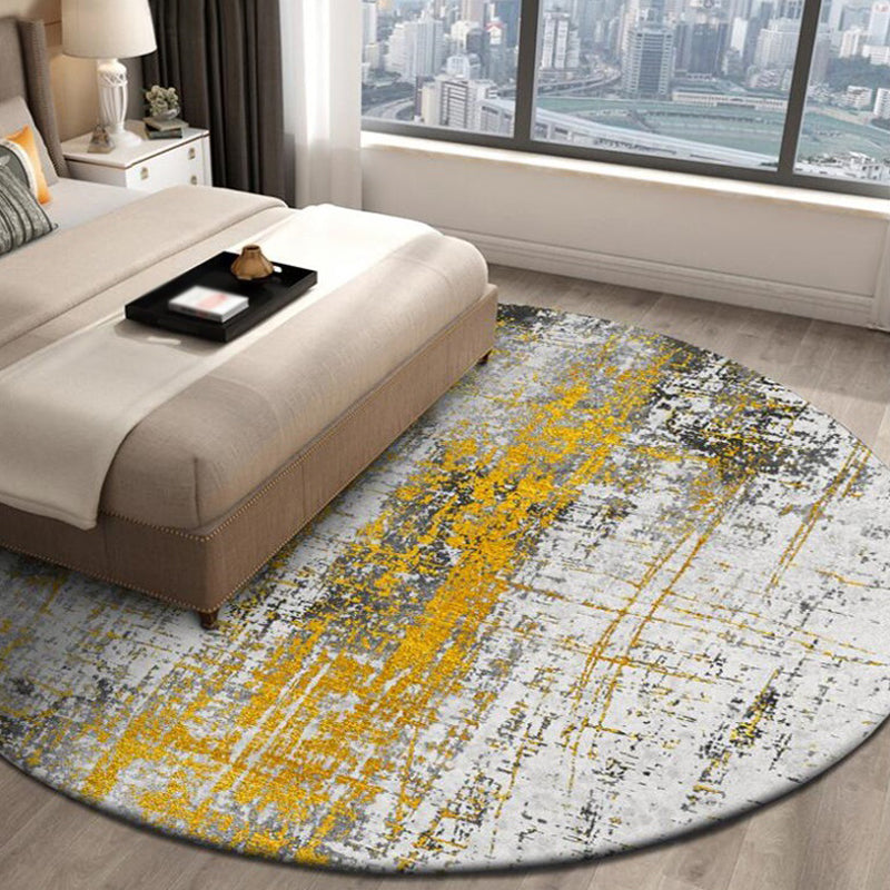 Yellow Industrial Carpet Polyester Abstract Carpet Pet Friendly Washable Non-slip Area Rug for Bedroom
