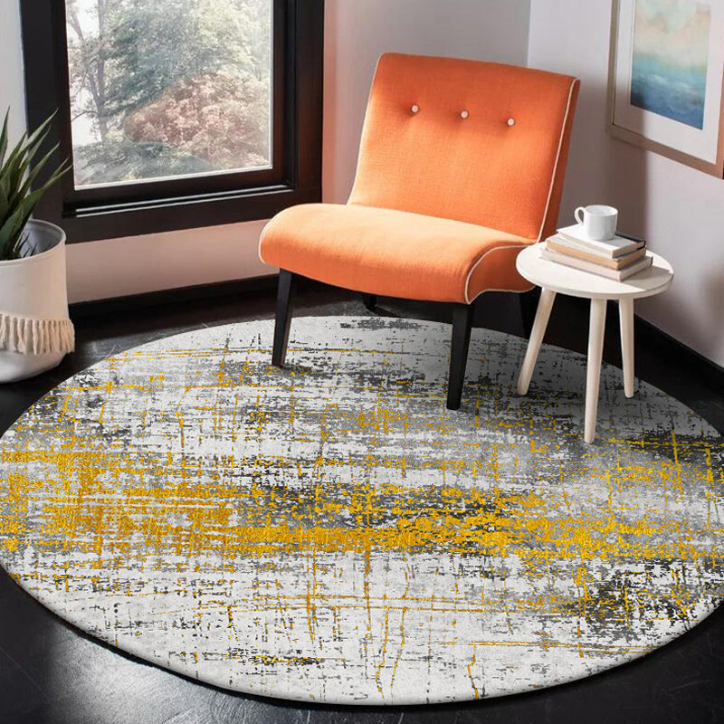 Yellow Industrial Carpet Polyester Abstract Carpet Pet Friendly Washable Non-slip Area Rug for Bedroom