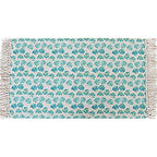 Tropical Leaf Pattern Carpet Green Cotton Rug Non-slip Pet Friendly Washable Area Rug for Living Room