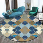 Blue Moroccan Carpet Polyester Albany Geometric Ogee Pattern Carpet Pet Friendly Washable Non-Slip Carpet for Bedroom