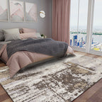 Industrial Abstract Rug Brown Synthetic Rug Anti-Slip Mat Pet-Friendly Washable Rug for the Living Room