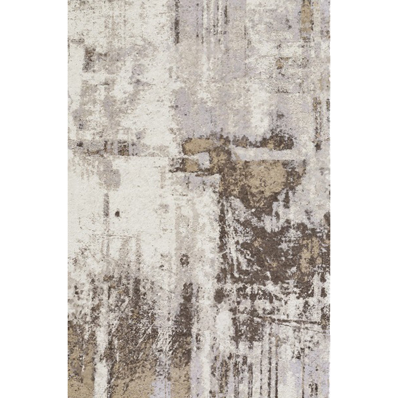 Industrial Abstract Rug Brown Synthetic Rug Anti-Slip Mat Pet-Friendly Washable Rug for the Living Room