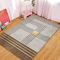 Gray and Camel Modern Rug Polyester Geometric and Stripe Pattern Rug Pet Friendly Washable Non-Slip Area Rug for the Living Room
