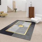 Gray and Camel Modern Rug Polyester Geometric and Stripe Pattern Rug Pet Friendly Washable Non-Slip Area Rug for the Living Room