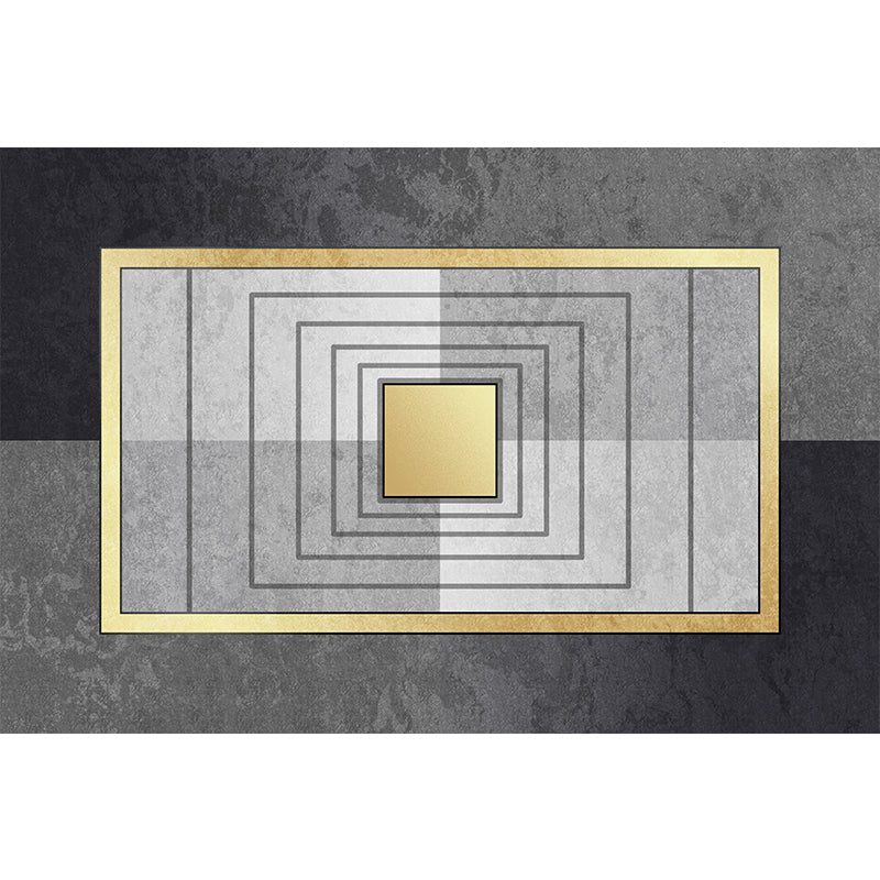 Gray and Camel Modern Rug Polyester Geometric and Stripe Pattern Rug Pet Friendly Washable Non-Slip Area Rug for the Living Room