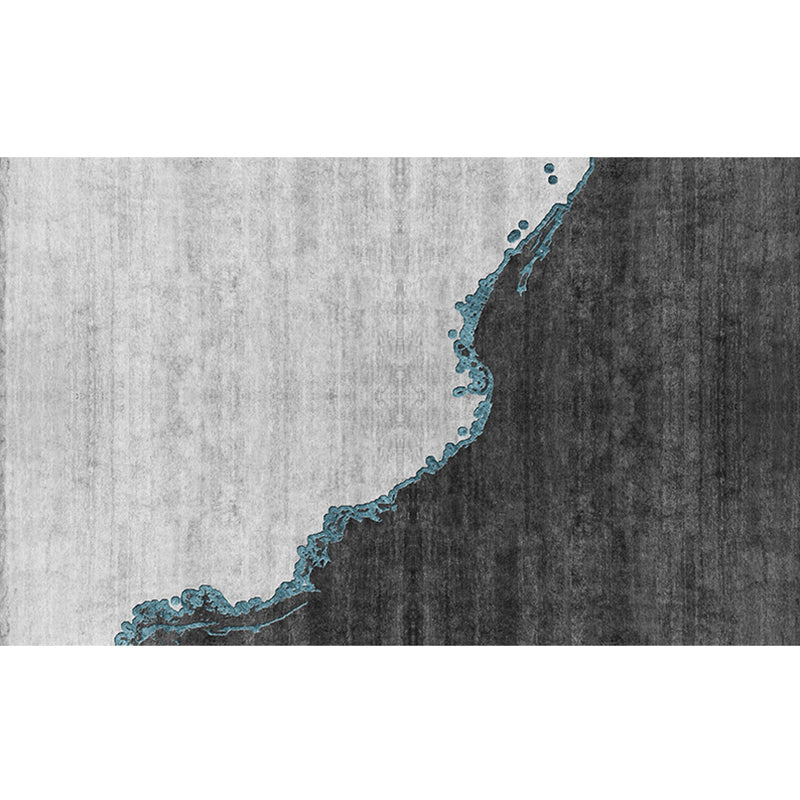 Modern abstract rug gray polyester rug non-slip back pet-friendly washable rug for the living room
