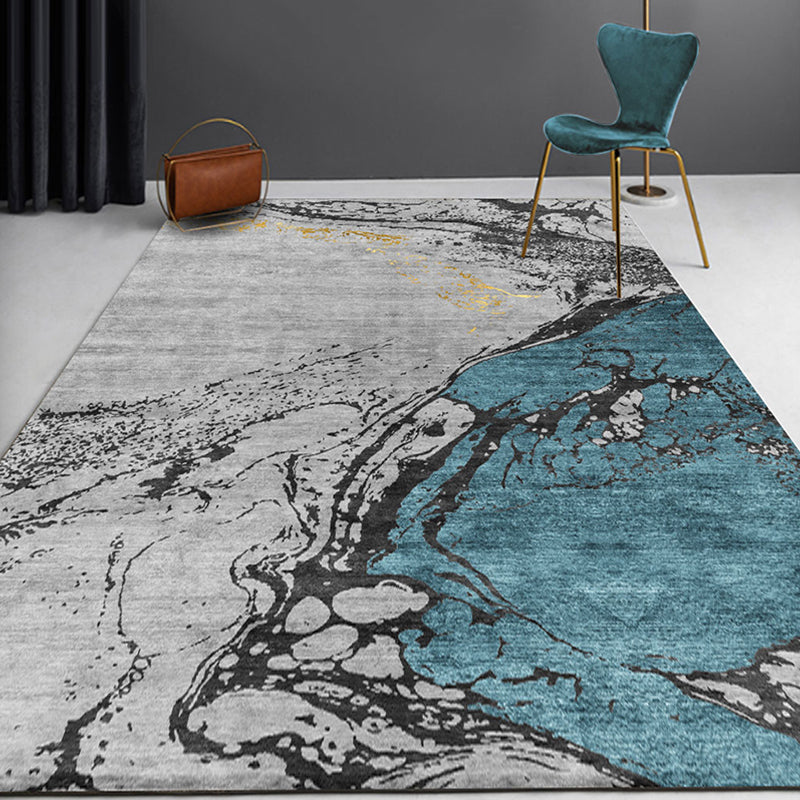 Modern abstract rug gray polyester rug non-slip back pet-friendly washable rug for the living room