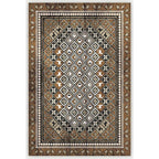 Moroccan Living Room Carpet Brown Tribal Geometric Pattern Carpet Polyester Washable Non-Slip Pet-Friendly Area Rug