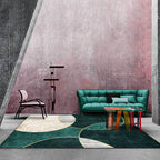 Green contemporary carpet polypropylene circle pattern carpet pet-friendly washable non-slip carpet for the living room