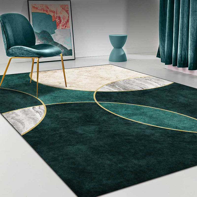 Green contemporary carpet polypropylene circle pattern carpet pet-friendly washable non-slip carpet for the living room