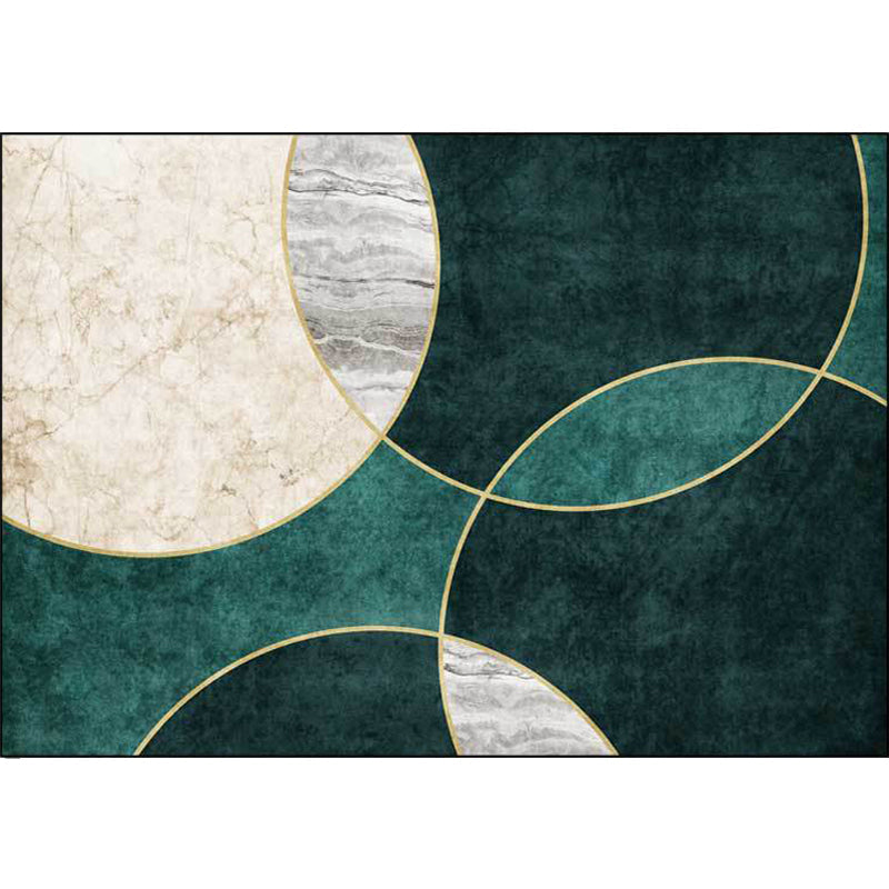Green contemporary carpet polypropylene circle pattern carpet pet-friendly washable non-slip carpet for the living room