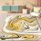 Modernism Watercolor Pattern Carpet Yellow Polyester Rug Non-Slip Pet-Friendly Washable Rug for Living Room