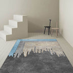 Gray geometric pattern rug with stripes Synthetic Modern rug Washable Non-slip back Rug for living room