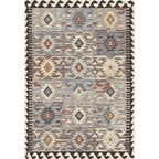 Gray Tribal-Diamond Pattern Rug Polypropylene Bohemian Rug Washable Non-Slip Back Rug for Living Room