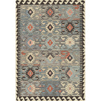 Gray Tribal-Diamond Pattern Rug Polypropylene Bohemian Rug Washable Non-Slip Back Rug for Living Room