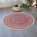 Flower Pattern Rug Linen Moroccan Rug Pet-Friendly Washable Non-Slip Rug for the Living Room