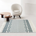 White and blue bedroom rug southwest tribal pattern rug cotton non-slip back washable area rug
