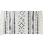 White and blue bedroom rug southwest tribal pattern rug cotton non-slip back washable area rug