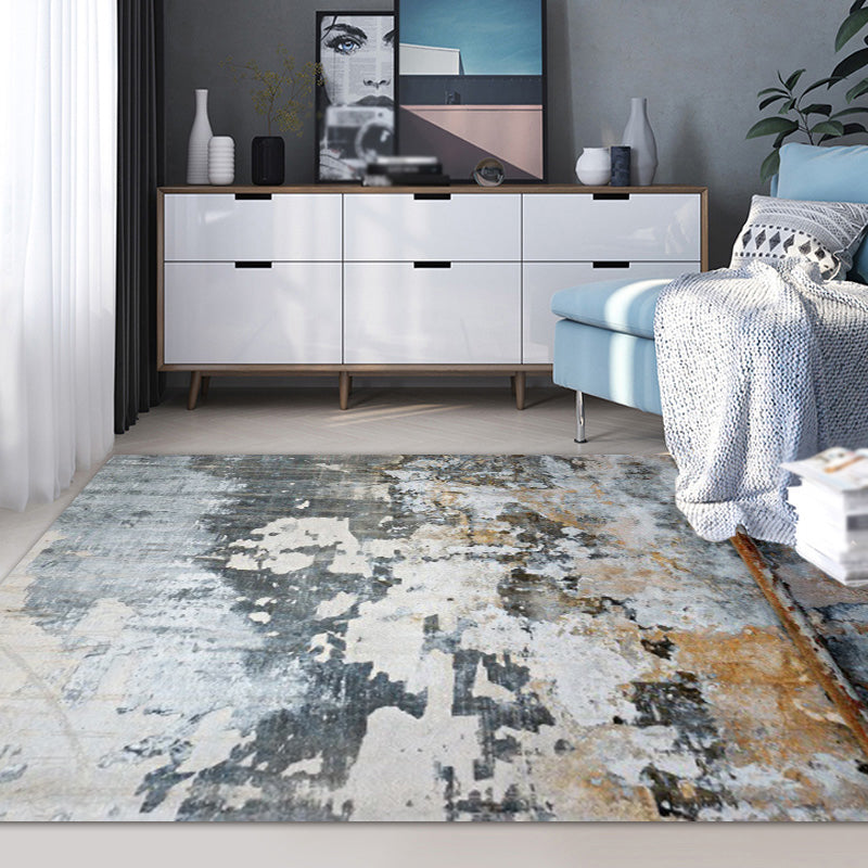 Dark Grey Industrial Carpet Polyester Abstract Pattern Carpet Pet Friendly Non-Slip Washable Rug for Living Room