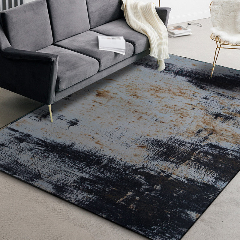 Dark Grey Industrial Carpet Polyester Abstract Pattern Carpet Pet Friendly Non-Slip Washable Rug for Living Room
