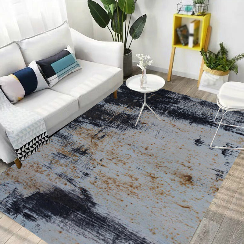 Dark Grey Industrial Carpet Polyester Abstract Pattern Carpet Pet Friendly Non-Slip Washable Rug for Living Room