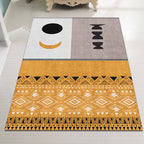Yellow tribal pattern area rug polyester southwestern rug washable non-slip back rug for the study