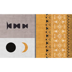 Yellow tribal pattern area rug polyester southwestern rug washable non-slip back rug for the study