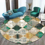 Moroccan geometric pattern rug green polypropylene rug non-slip pet-friendly washable rug for living room