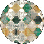Moroccan geometric pattern rug green polypropylene rug non-slip pet-friendly washable rug for living room