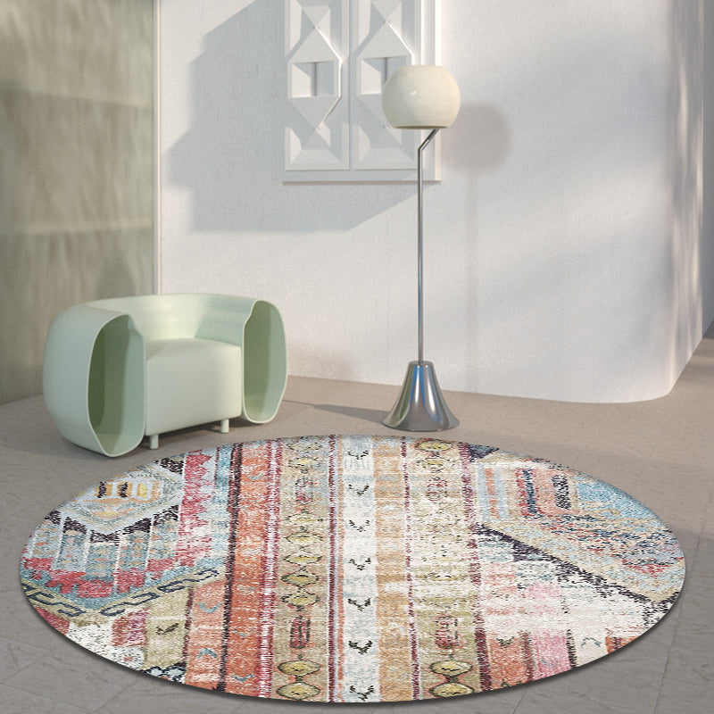 Colorful Living Room Carpet Southwestern Tribal Diamond Pattern Carpet Synthetic Machine Washable Non-Slip Back Carpet