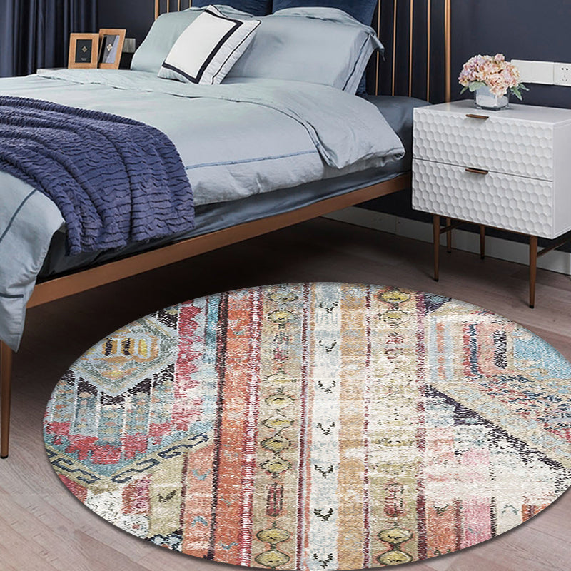 Colorful Living Room Carpet Southwestern Tribal Diamond Pattern Carpet Synthetic Machine Washable Non-Slip Back Carpet