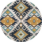Colorful Living Room Carpet Southwestern Tribal Diamond Pattern Carpet Synthetic Machine Washable Non-Slip Back Carpet