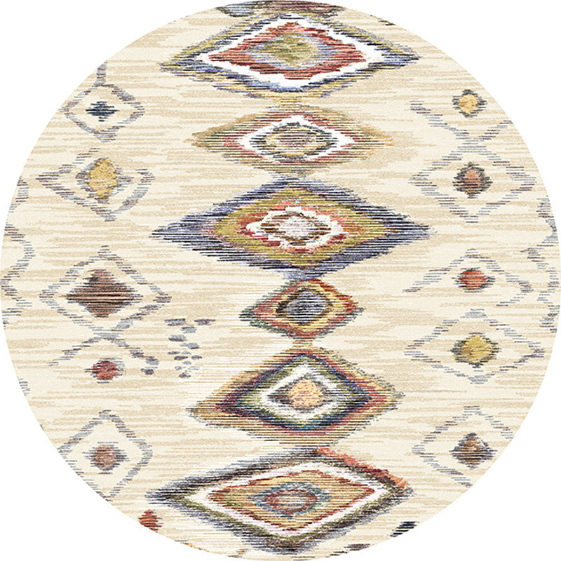 Colorful Living Room Carpet Southwestern Tribal Diamond Pattern Carpet Synthetic Machine Washable Non-Slip Back Carpet