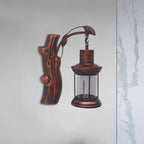 Kerosene Gang Wall Light Fixture Coastal Clear Glass 1 Light Black/Copper Sconce Lamp
