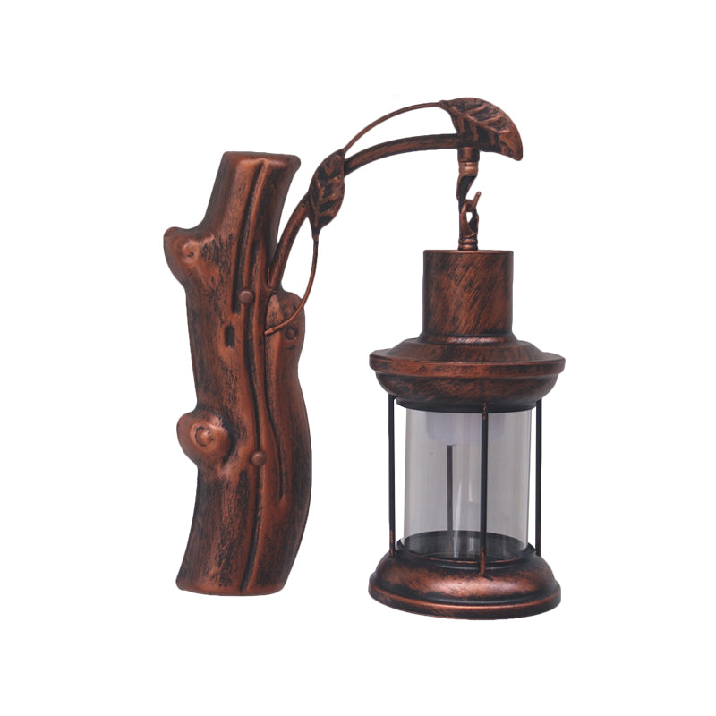 Kerosene Gang Wall Light Fixture Coastal Clear Glass 1 Light Black/Copper Sconce Lamp