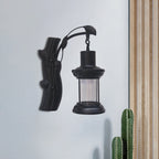 Kerosene Gang Wall Light Fixture Coastal Clear Glass 1 Light Black/Copper Sconce Lamp