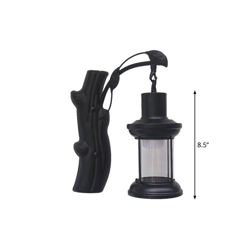 Kerosene Gang Wall Light Fixture Coastal Clear Glass 1 Light Black/Copper Sconce Lamp