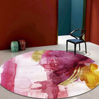 Modernist Study Area Rug Pink Watercolor Pattern Rug Polyester Washable Nonslip Pet-Friendly Area Rug