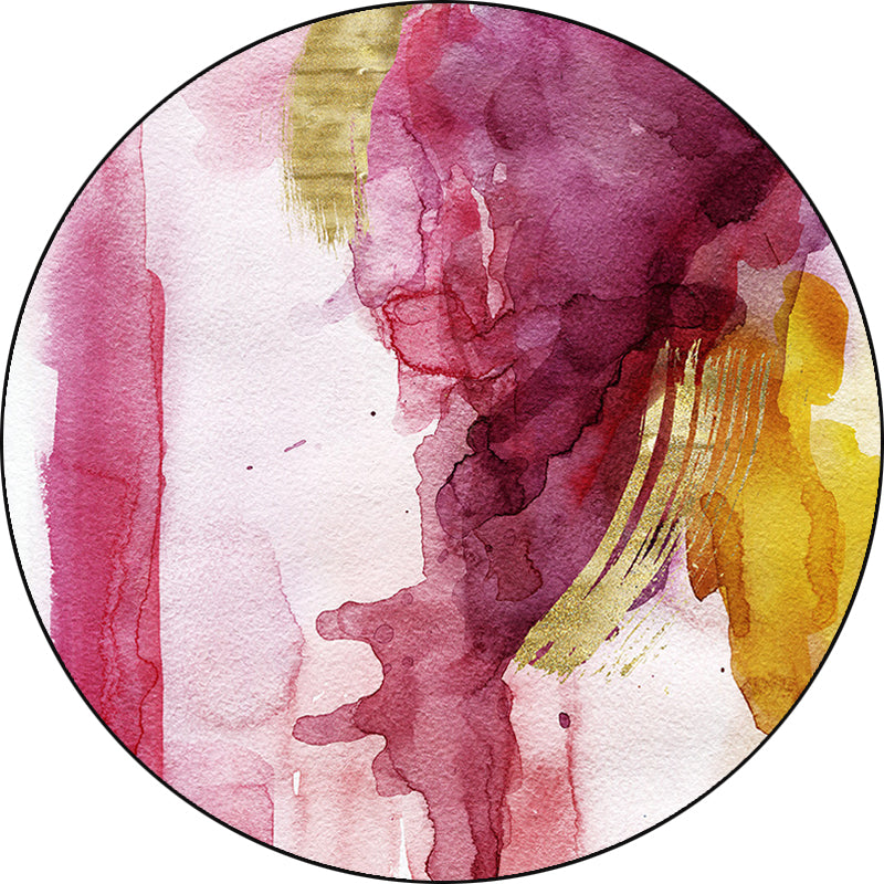 Modernist Study Area Rug Pink Watercolor Pattern Rug Polyester Washable Nonslip Pet-Friendly Area Rug