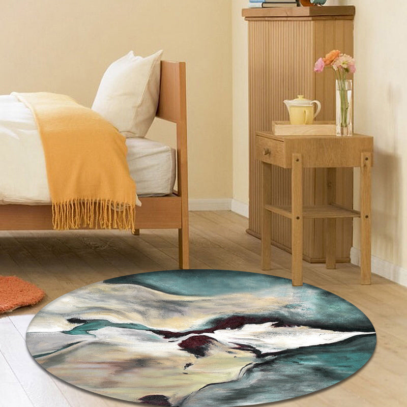 Simple Blue Industrial Carpet Polyester Abstract Carpet Washable Non-Slip Underlay Pet-Friendly Carpet for the Living Room